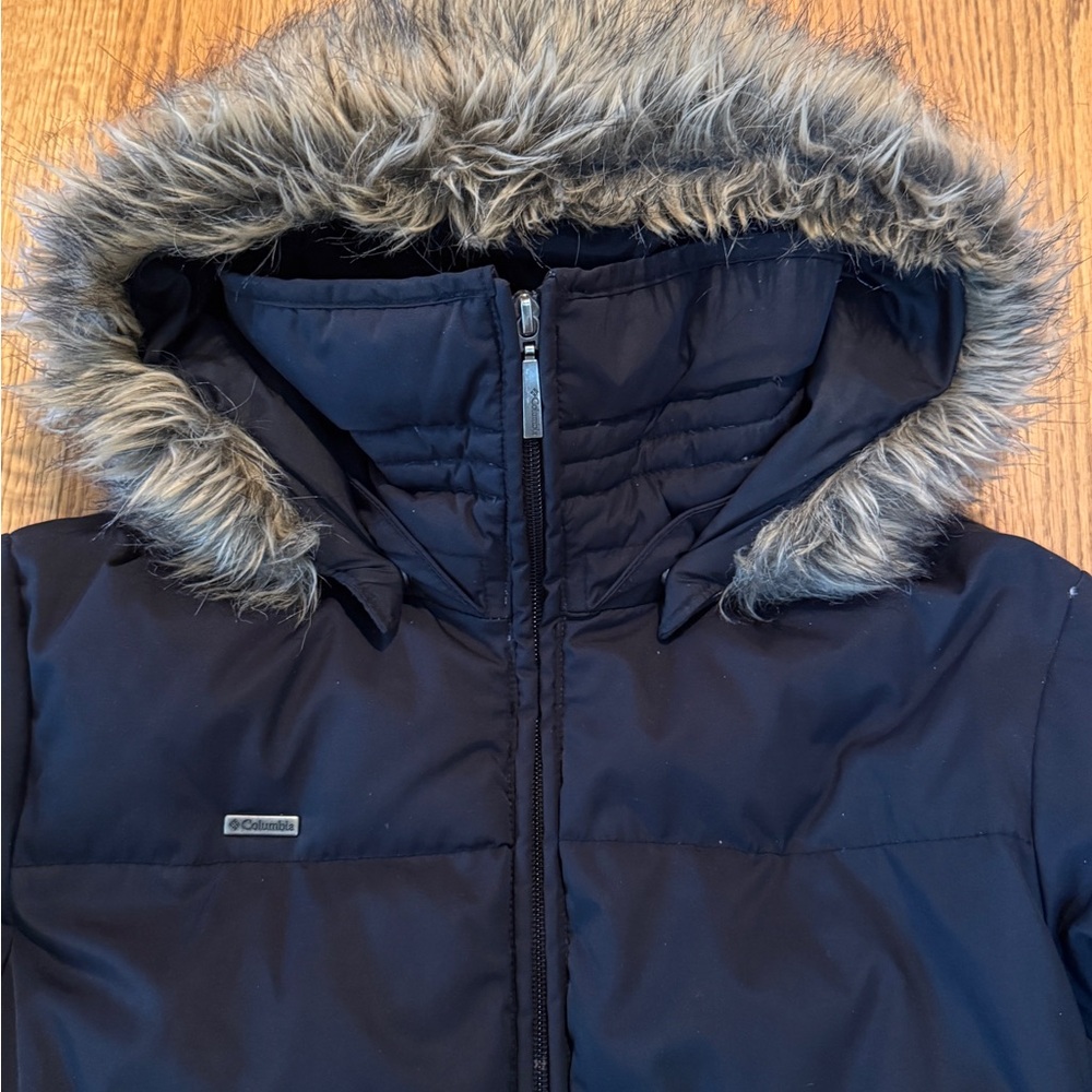 Black Puffer Jacket with Faux Fur Hood - Picture 4 of 4
